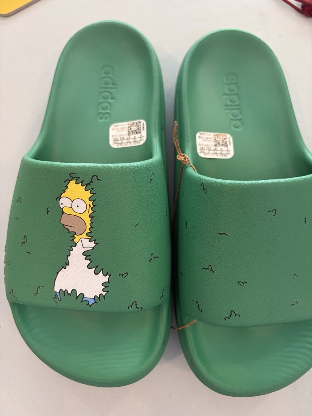 Adidas The Simpson Adilette Lumia Slides Green Size 4 Kids New Authentic